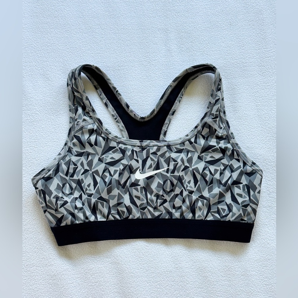Nike Women's Abstract Sports Bra - Black and Gray
